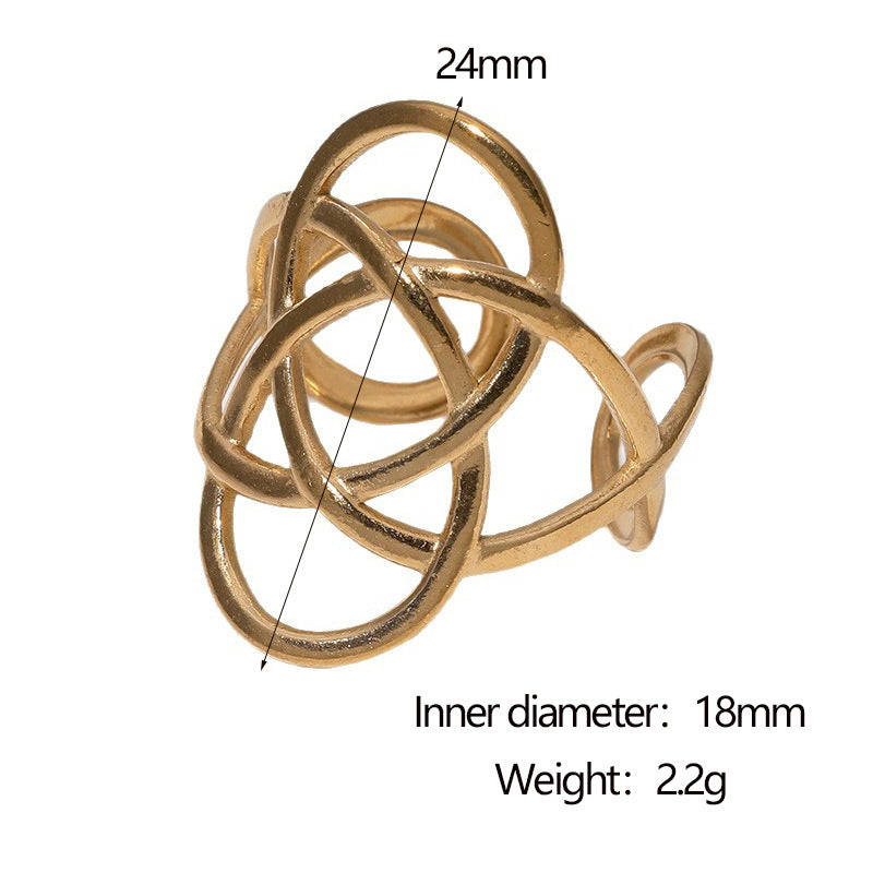 Anello aperto da donna minimalista geometrico irregolare in acciaio inossidabile placcato oro 18 carati