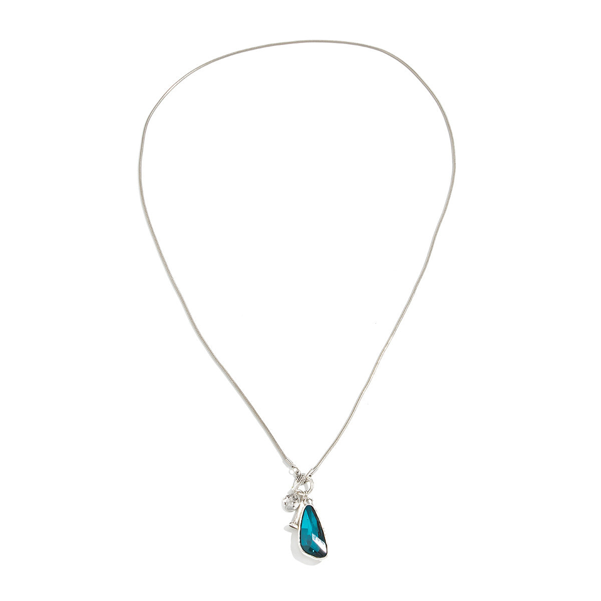 Minimalist Geometric Oval Rhinestone Inlay Alloy Pendant Brass Plated Necklace with OT Clasp for Women