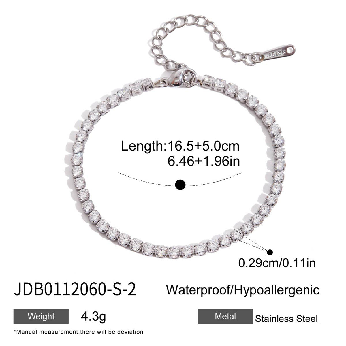 Bracciale geometrico in acciaio inossidabile placcato con accenti di strass per donna - Accessorio di moda di lusso