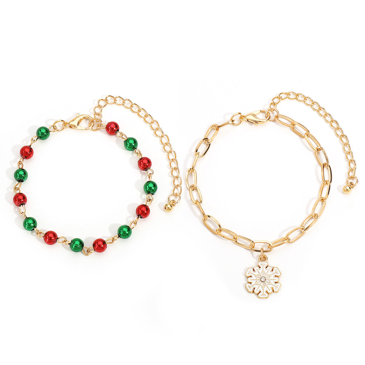 Minimalist Cartoon Character Enamel Pendant Bracelet for Women with Alloy and Imitation Pearl Accents, Festive Christmas Snowflake and Bell Design