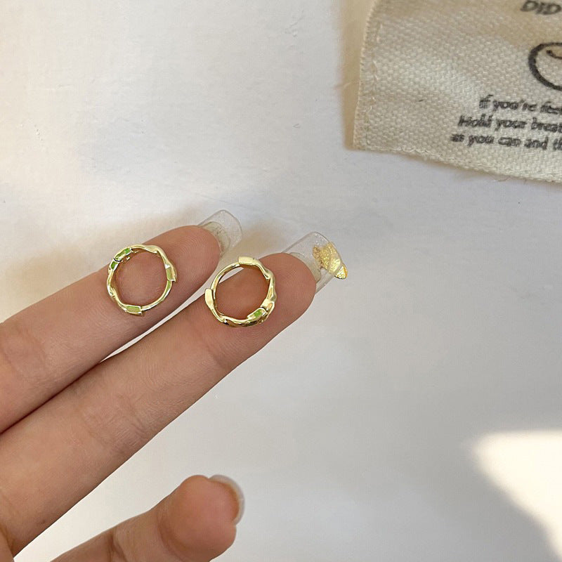 Orecchini a Cerchio Minimalisti Geometrici da Donna in Rame Placcato Oro, Orecchini Semplici a Perno Rotondi