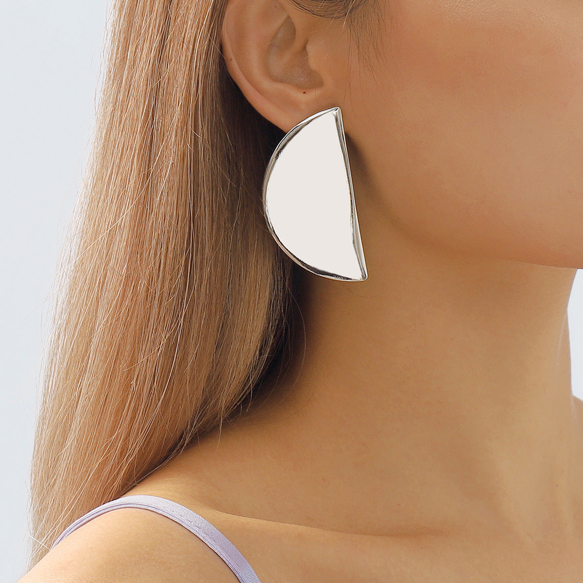 Pendientes de cobre con acabado de espejo, geométricos, minimalistas y atrevidos, con baño de metal, para mujer