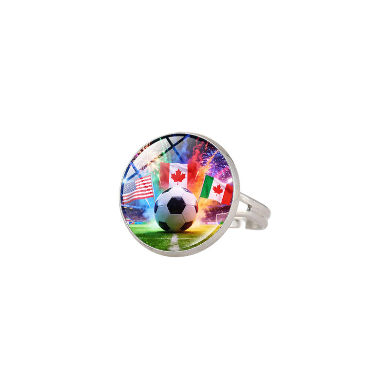 Vintage Sporty Geometric Alloy Plated Ring Unisex World Cup Trophy Pattern Jewelry