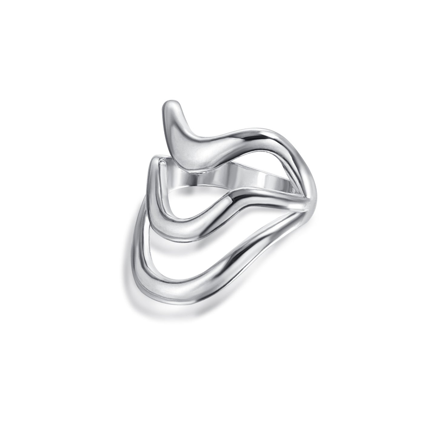 Anillo geométrico ajustable de metal chapado para mujer. Accesorio de moda