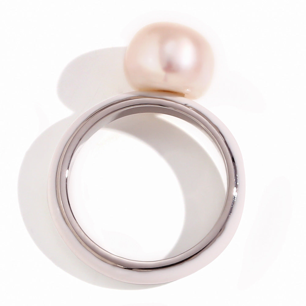 Minimalist Geometric Stainless Steel Plated Ring for Women with Enamel Finish