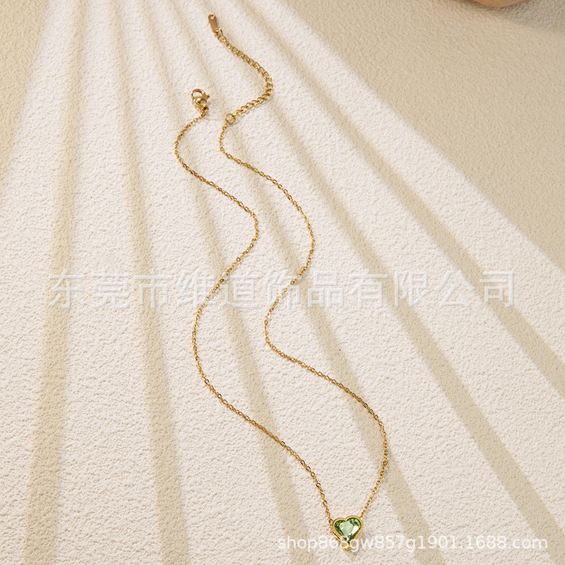 Minimalist Heart Teardrop Geometric Stainless Steel Plated Pendant Necklace for Women