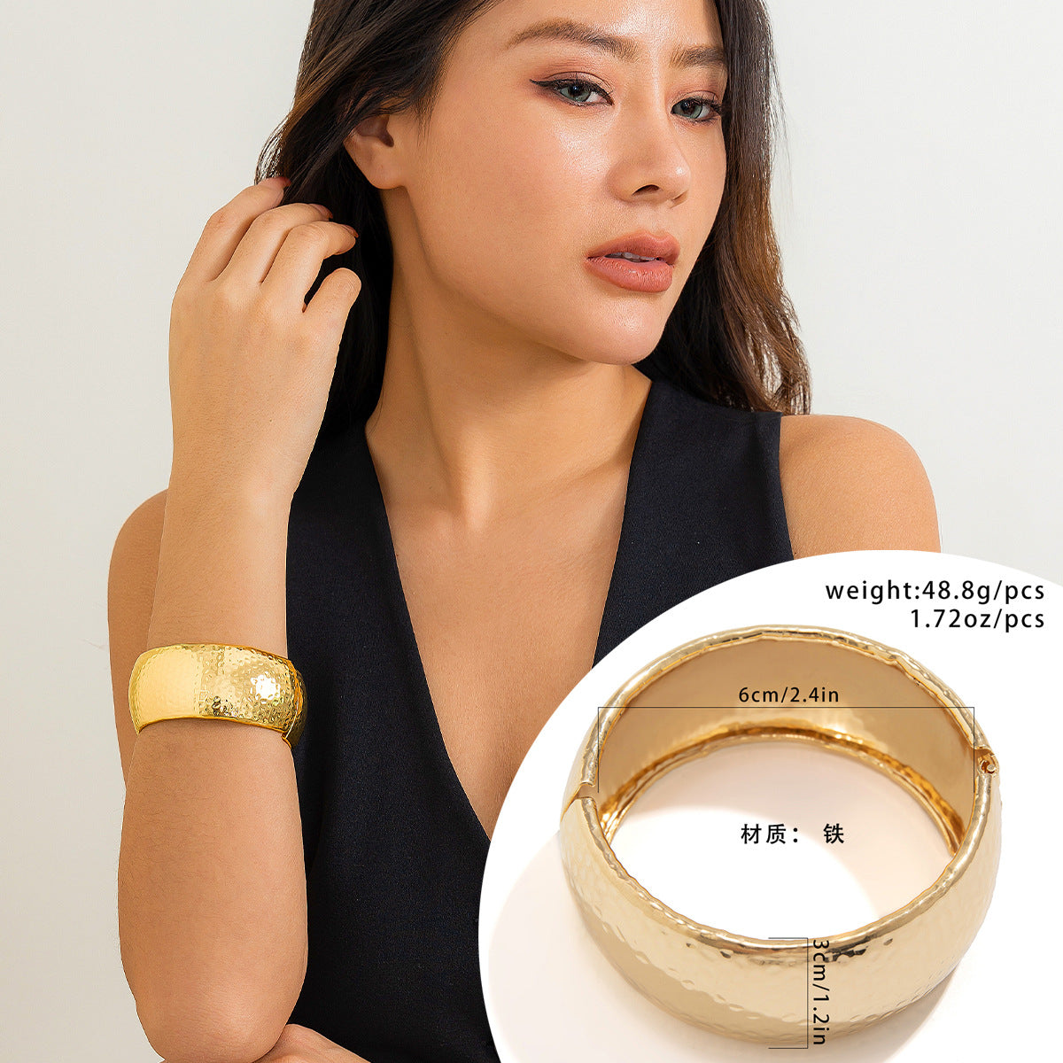 Pulsera de aleación de rombos geométricos minimalista con acabado chapado para mujer
