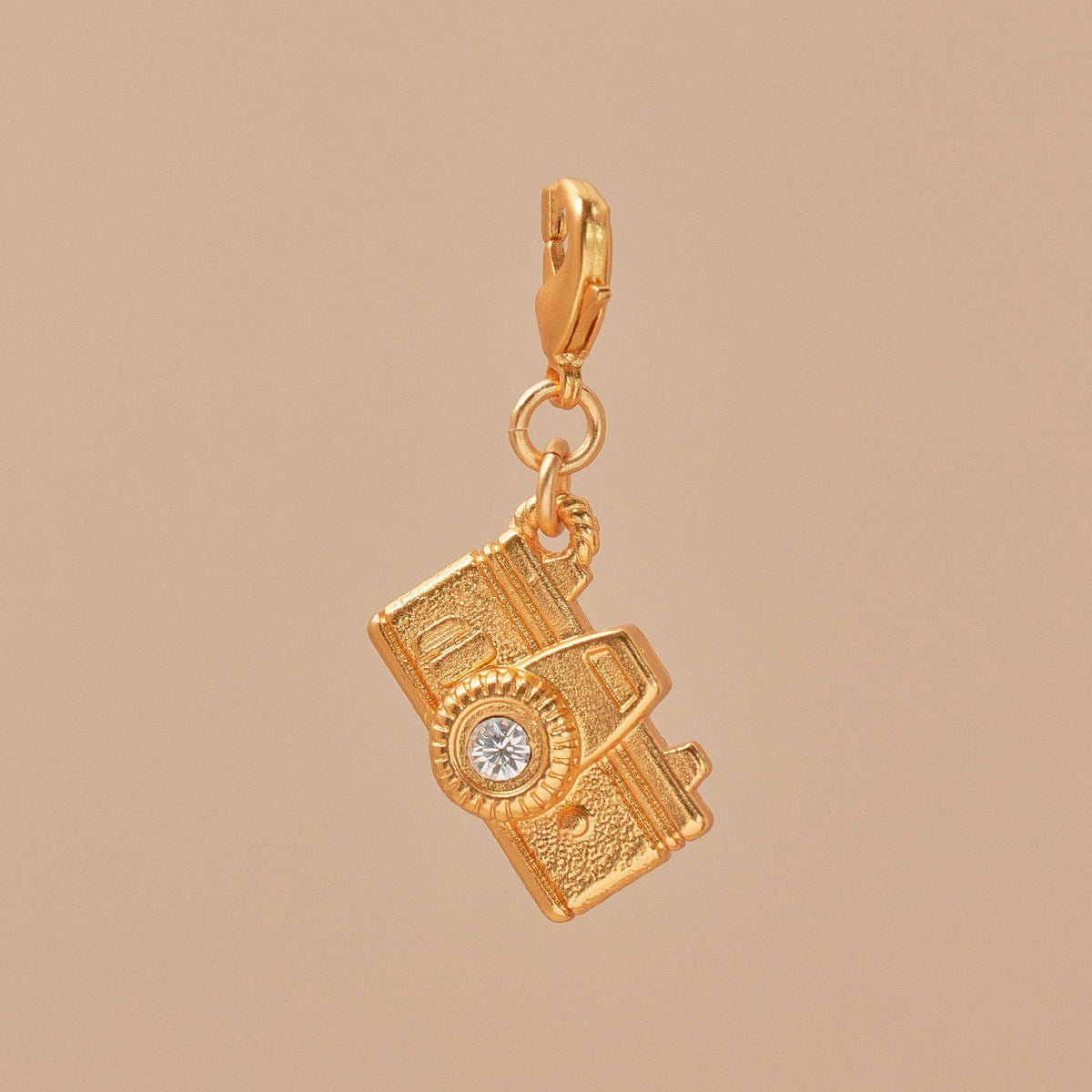 Vintage 18K Gold Plated Stainless Steel Airplane Pendant Charm Bar PVD
