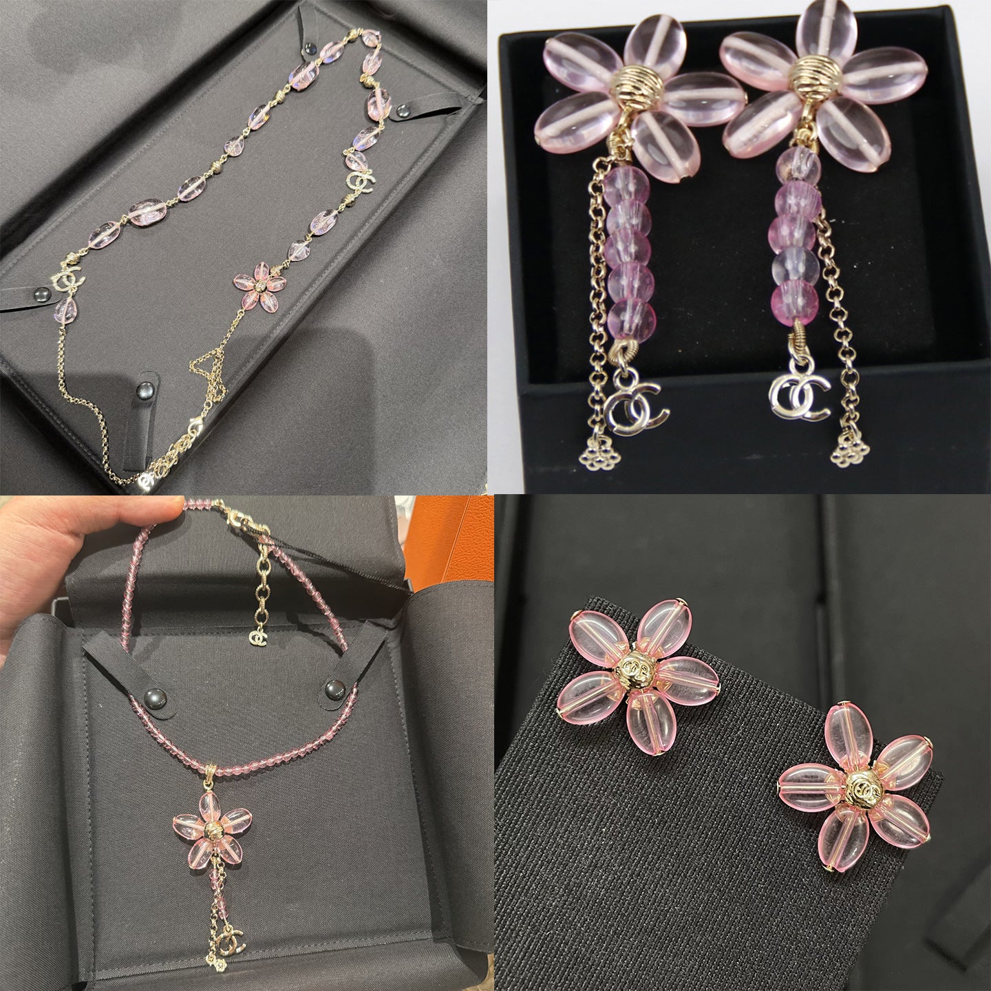 Sweet Elegant Gold Plated Brass Floral Acrylic Pendant Necklace for Women