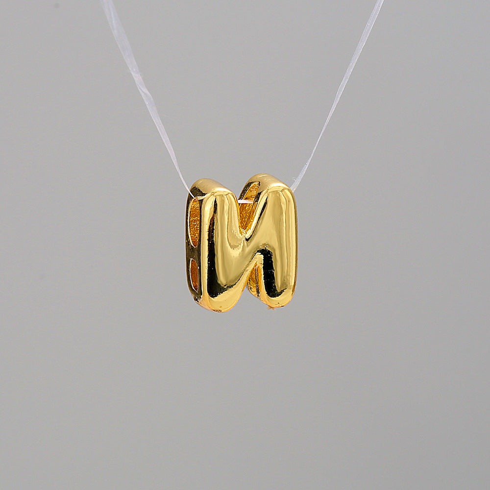 Gold Plated Brass Letter Pendant Stainless Steel Box Chain Necklace Charm Bar