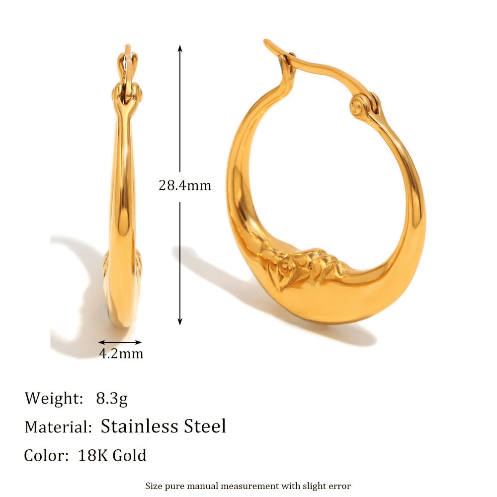 Minimalist Abstract Moon Ear Studs in 316L Stainless Steel with 18K Gold Plating for Women