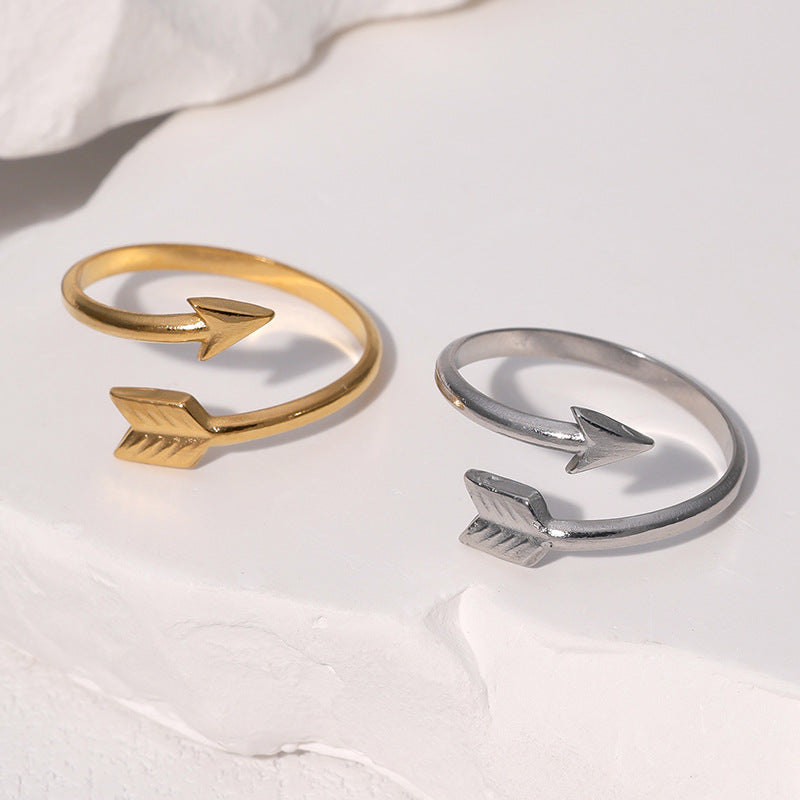 Minimalist 18K Gold Plated Geometric Arrow Open Ring Stainless Steel