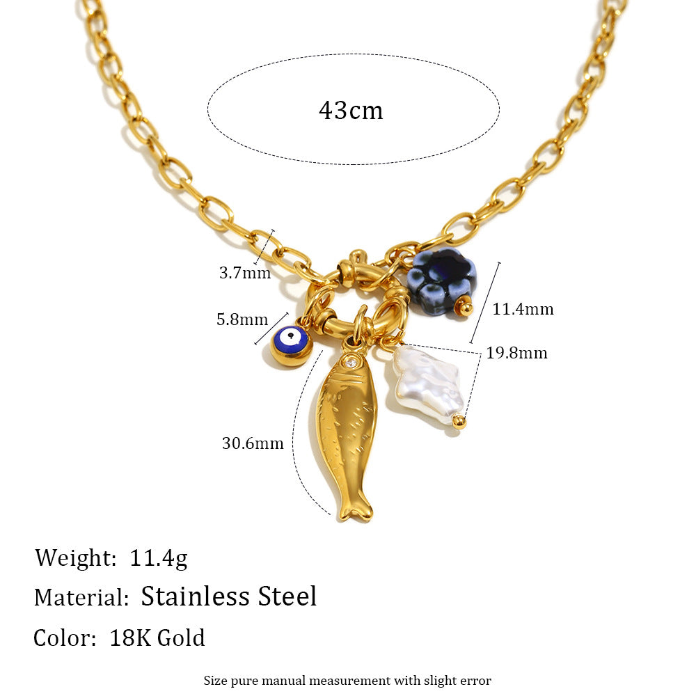 Minimalist Animal-Shaped Stainless Steel Pendant Necklace with 18K Gold Plating on O-Chain for Women