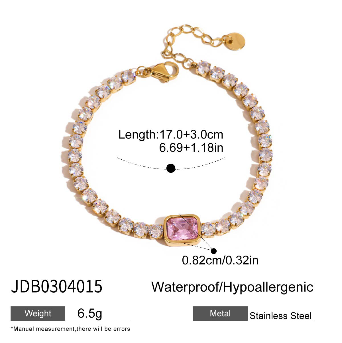 Elegante Bracciale a Cuore in Acciaio Inossidabile con Intarsio di Strass, Finitura Placcata, Gioielli Minimalisti alla Moda per Donne