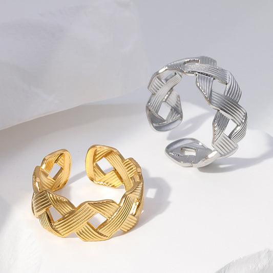 Minimalist Geometric Stainless Steel Adjustable Ring for Women with Plated Finish