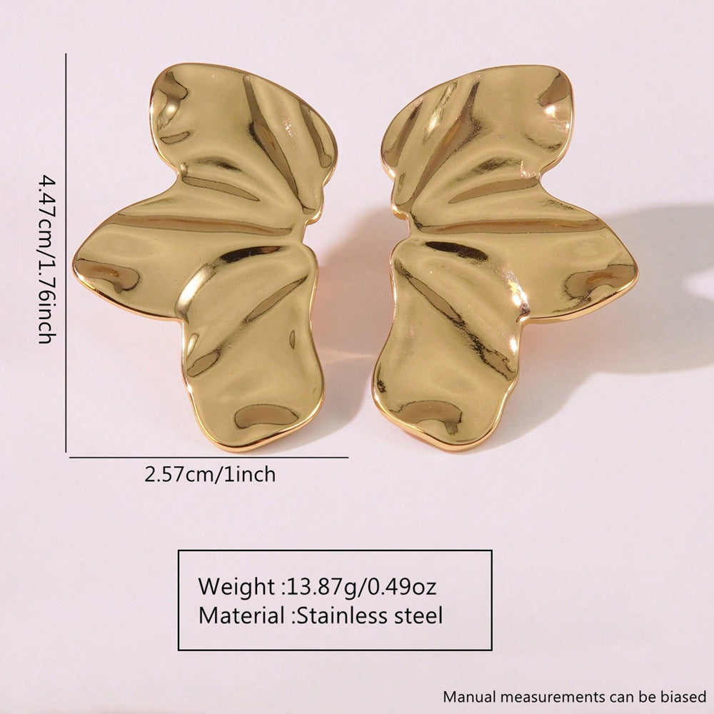 Elegant Gold Plated Stainless Steel Leaf Earrings for Women