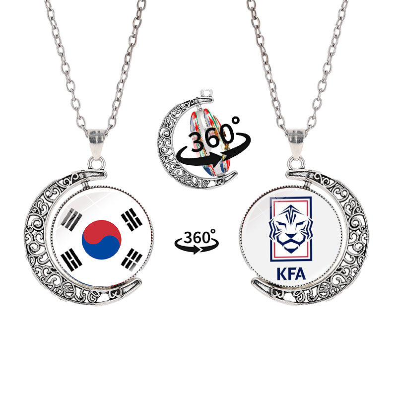 Collana a pendente a mezzaluna geometrica sportiva in lega con finitura galvanizzata per abbigliamento casual unisex