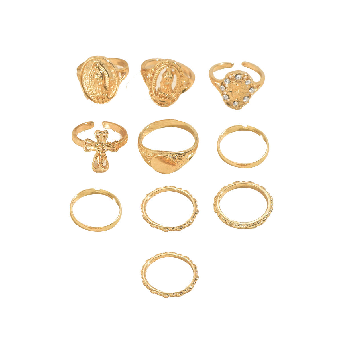 Set di Anelli da Donna in Lega con Zirconi Incastonati, Forma a Croce Geometrica, di Lusso