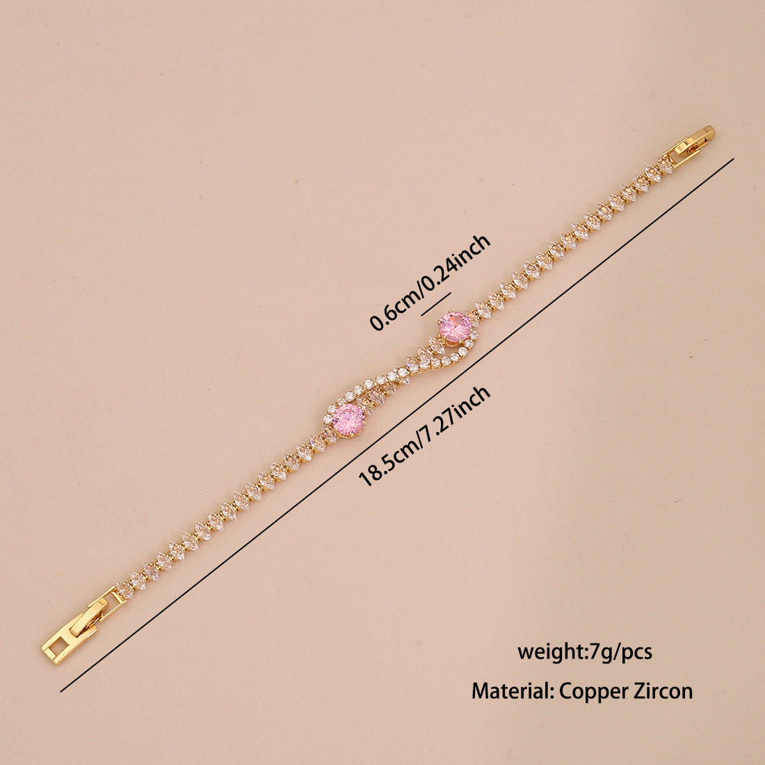 Cute Floral Design Plated Copper Bracelet for Women with Zirconia Stones Minimalist Elegant Hand Jewelry