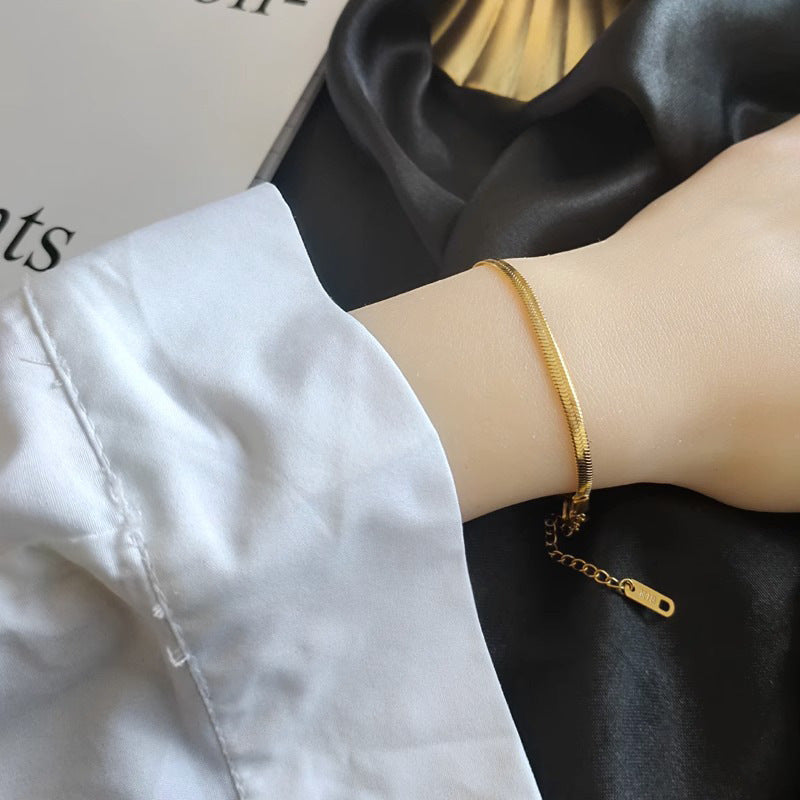 Minimalist Geometric Titanium Steel Anklet for Women with Snake Chain Style