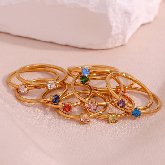 Anello da donna placcato oro 18 carati in acciaio inossidabile con design geometrico minimalista, ideale per compleanno