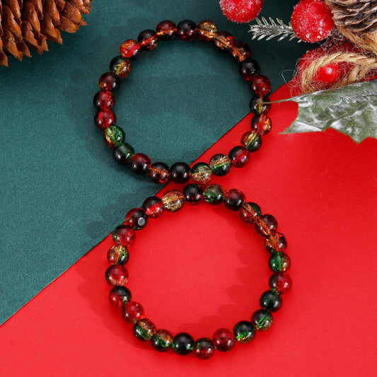 Pulsera redonda minimalista de cuentas para mujer con cuentas de cristal artificial Colección de Navidad Joyería navideña