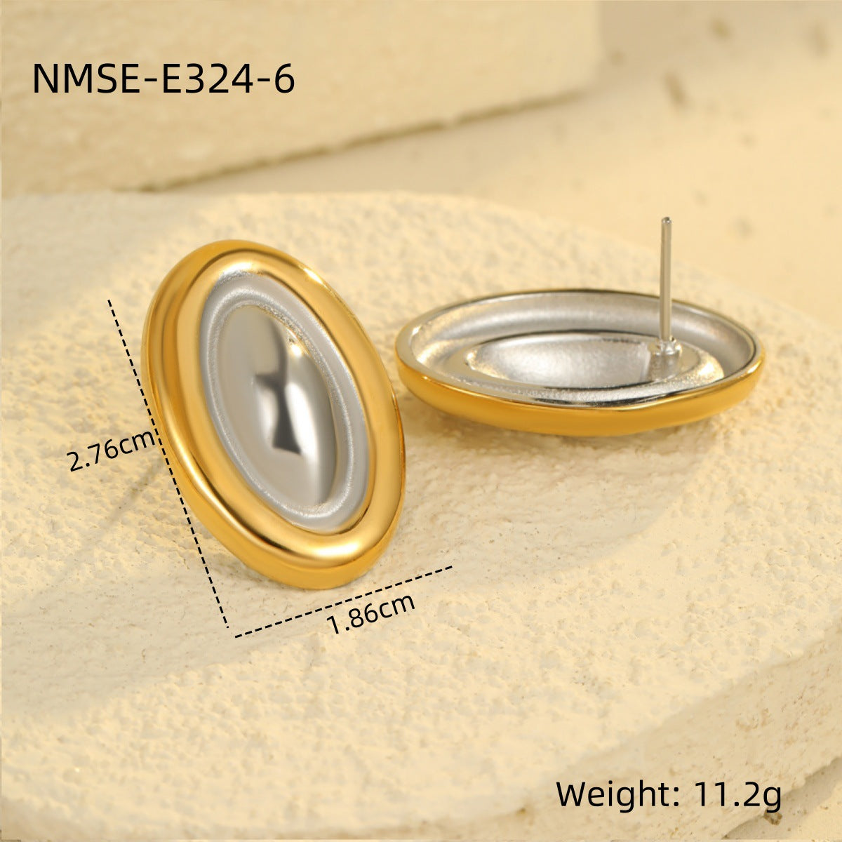 Orecchini da donna alla moda in acciaio inossidabile con geometria, placcati in oro 18 carati, ipoallergenici e resistenti all'ossidazione