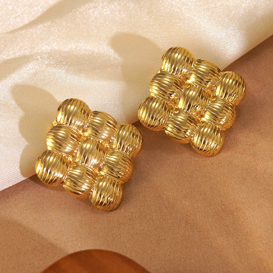 Vintage Geometric Plated Stainless Steel Earrings for Women