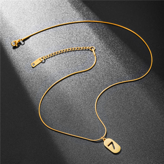 Minimalist Lucky Number 7 Titanium Steel Necklace for Women
