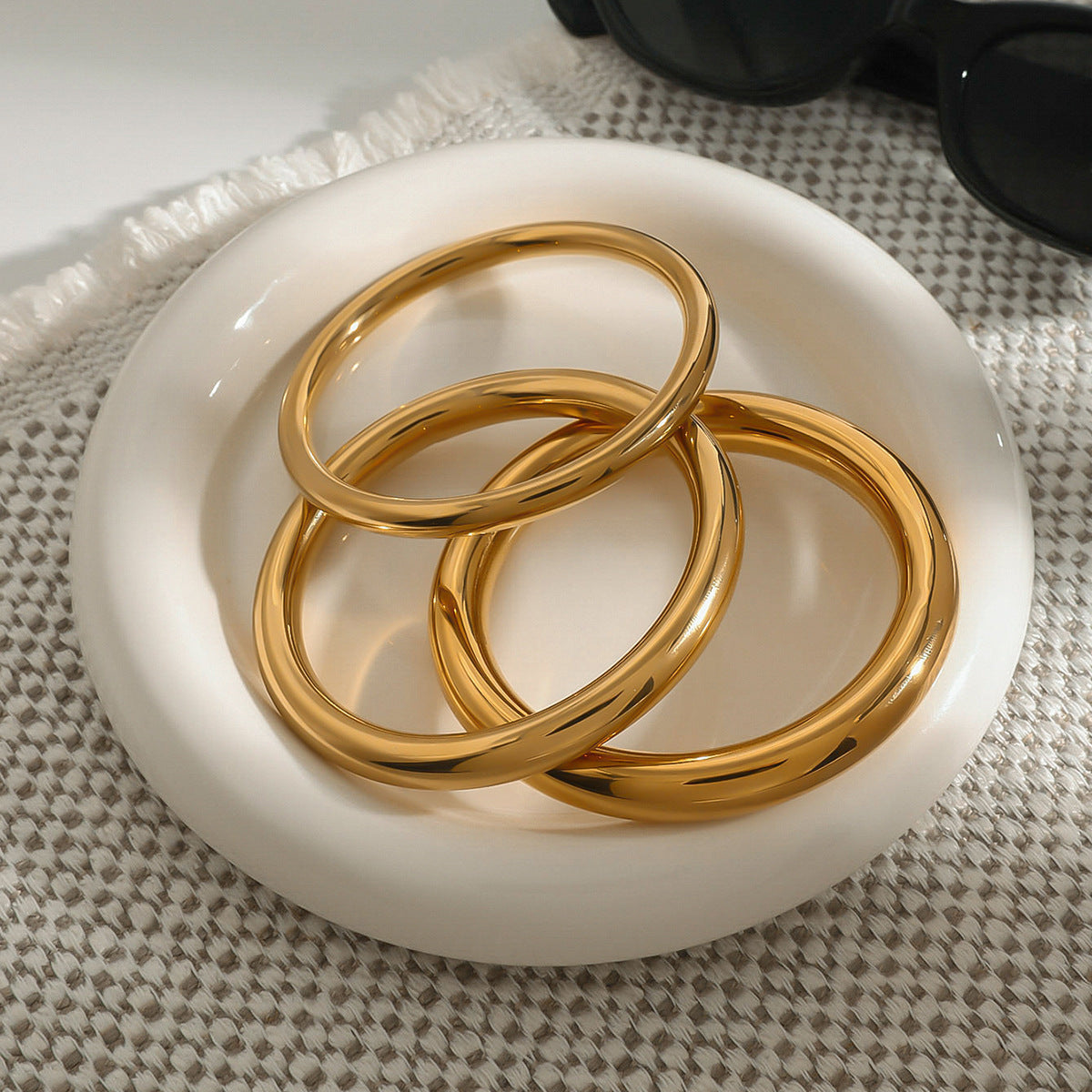 18K Gold Plated Geometric Titanium Steel Bangle