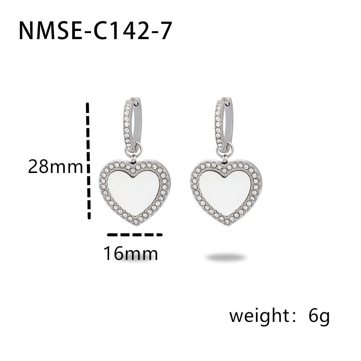 Orecchini da Donna Vintage a Cuore con Strass in Acciaio al Titanio, Gioielli di Moda Minimalisti con Finitura Placcata