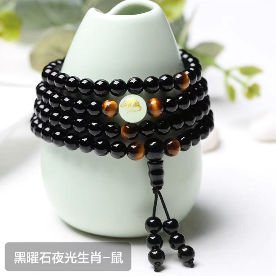 Glow-in-the-Dark Round Animal Synthetic Stone Bracelet Unisex