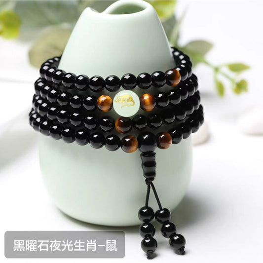 Glow-in-the-Dark Round Animal Synthetic Stone Bracelet Unisex