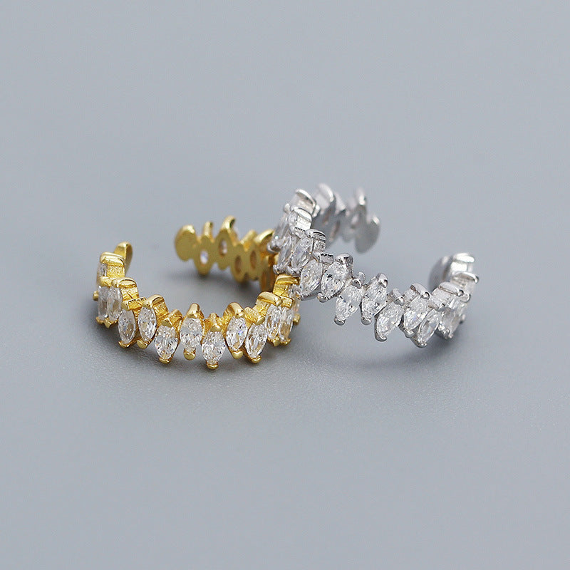 Orecchini a clip a forma di U geometrici minimalisti da donna in argento sterling 925 con finitura placcata