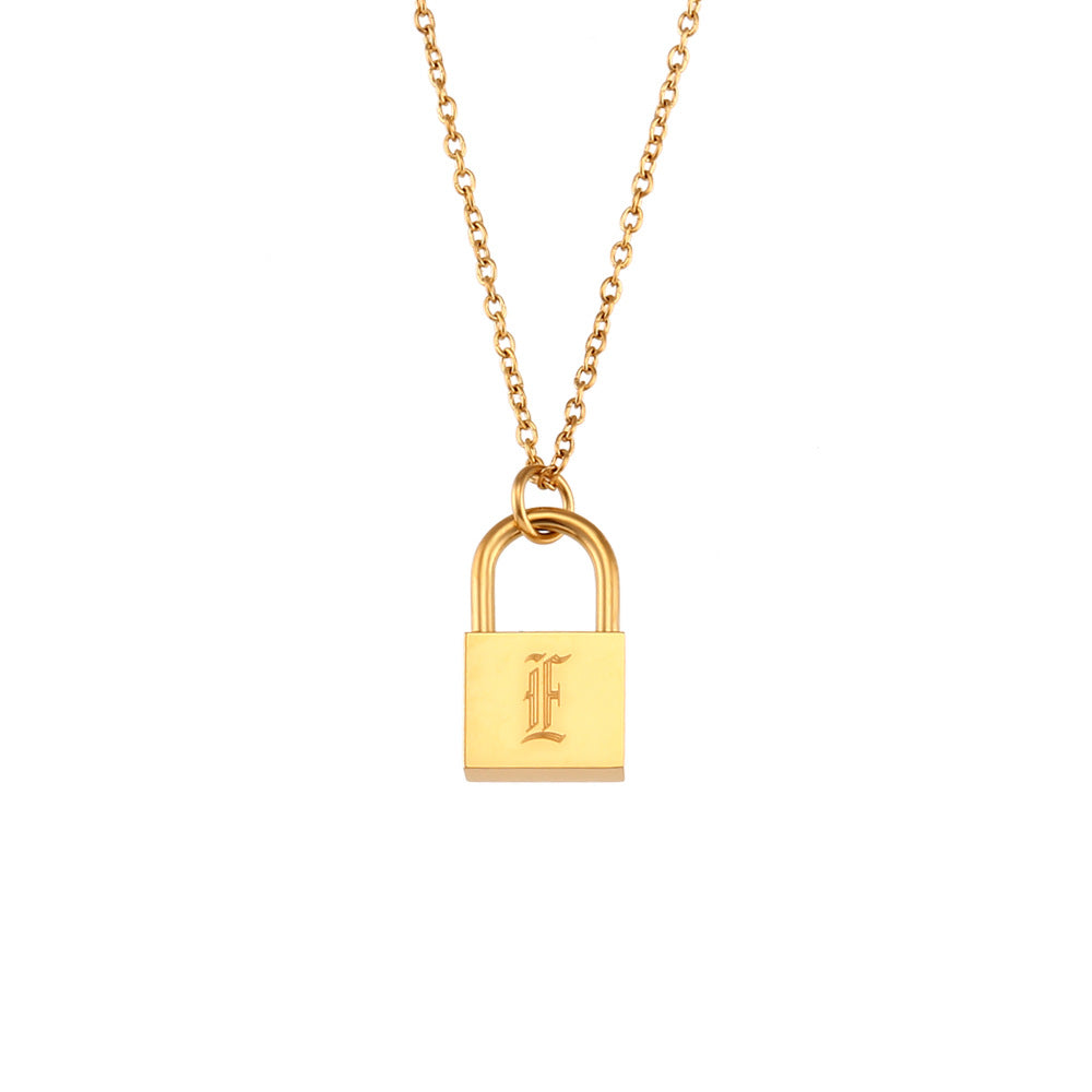 Fashionable Minimalist Stainless Steel Letter Pendant Necklace with Plated Finish for Women