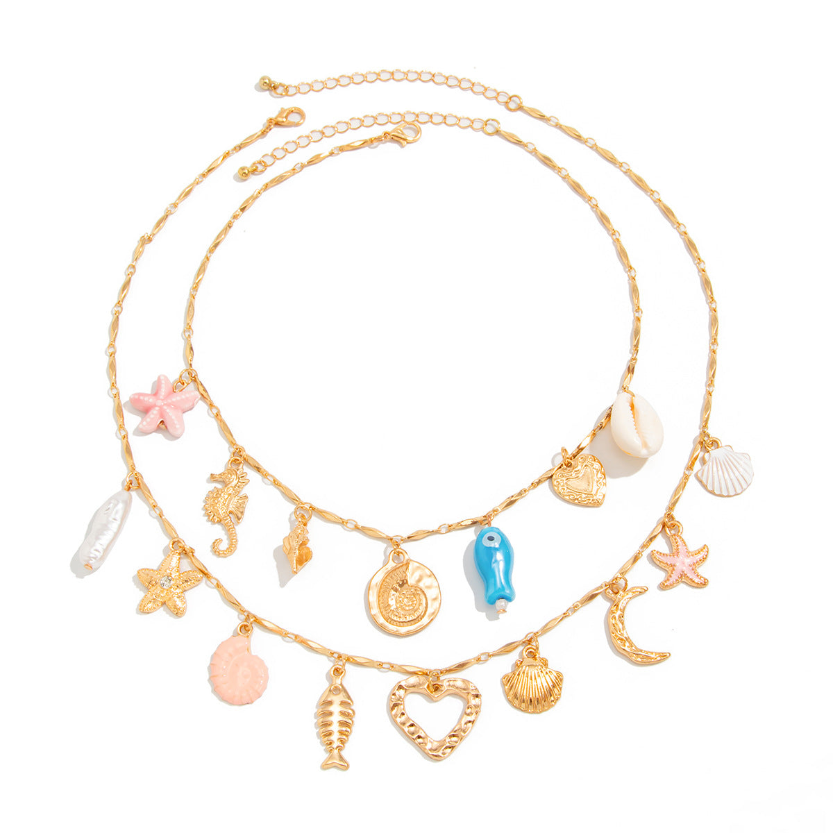 Collar de aleación chapado con perlas de imitación acrílicas de flor y corazón multicolor personalizado