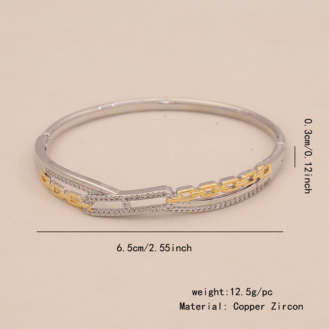 Bracciale personalizzato con catena a serpente in rame color oro con testa di leopardo e micro-intarsio a forma di cuore