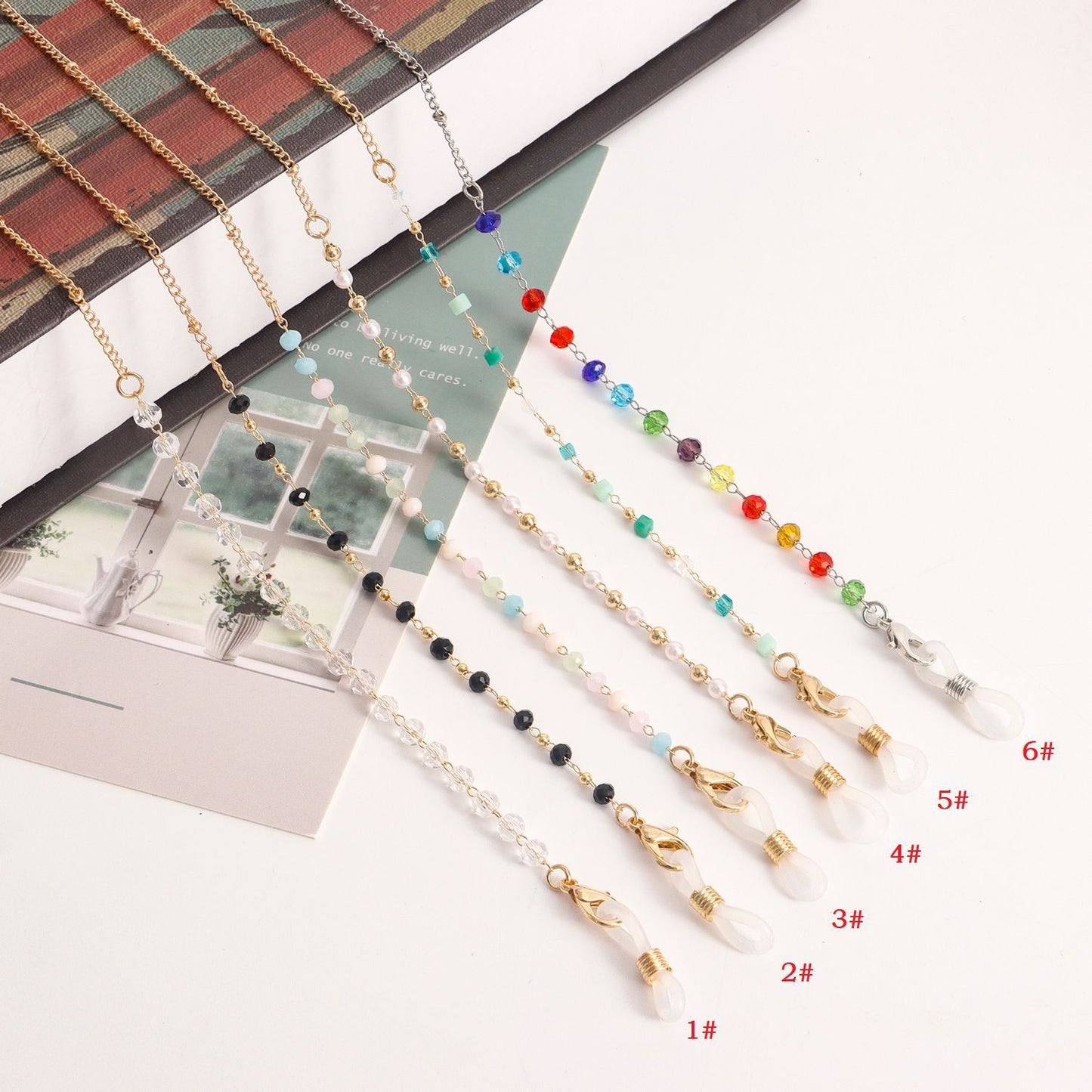 Fashion Colorful Crystal Inlaid Alloy Glasses Chain Mask Holder