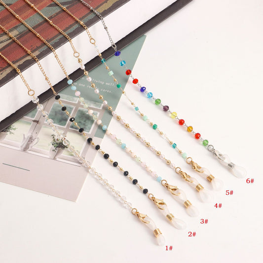 Fashion Colorful Crystal Inlaid Alloy Glasses Chain Mask Holder