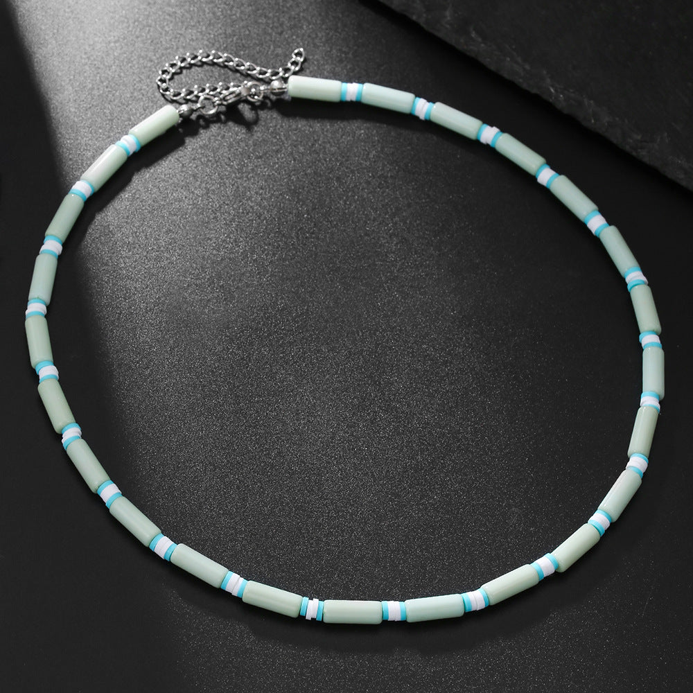 Hip-hop Streetwear Geometric Acrylic Resin Pendant Stainless Steel Ball Chain Necklace for Unisex