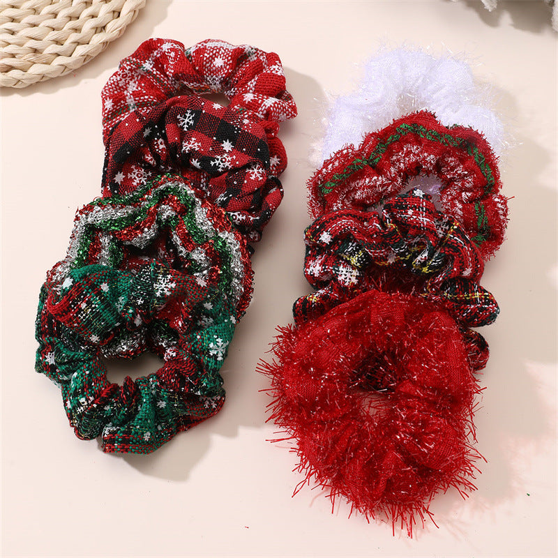 Fermacapelli in tessuto a maglia a forma di personaggio dei cartoni animati per bambini, colore rosso natalizio, con estetica macaron