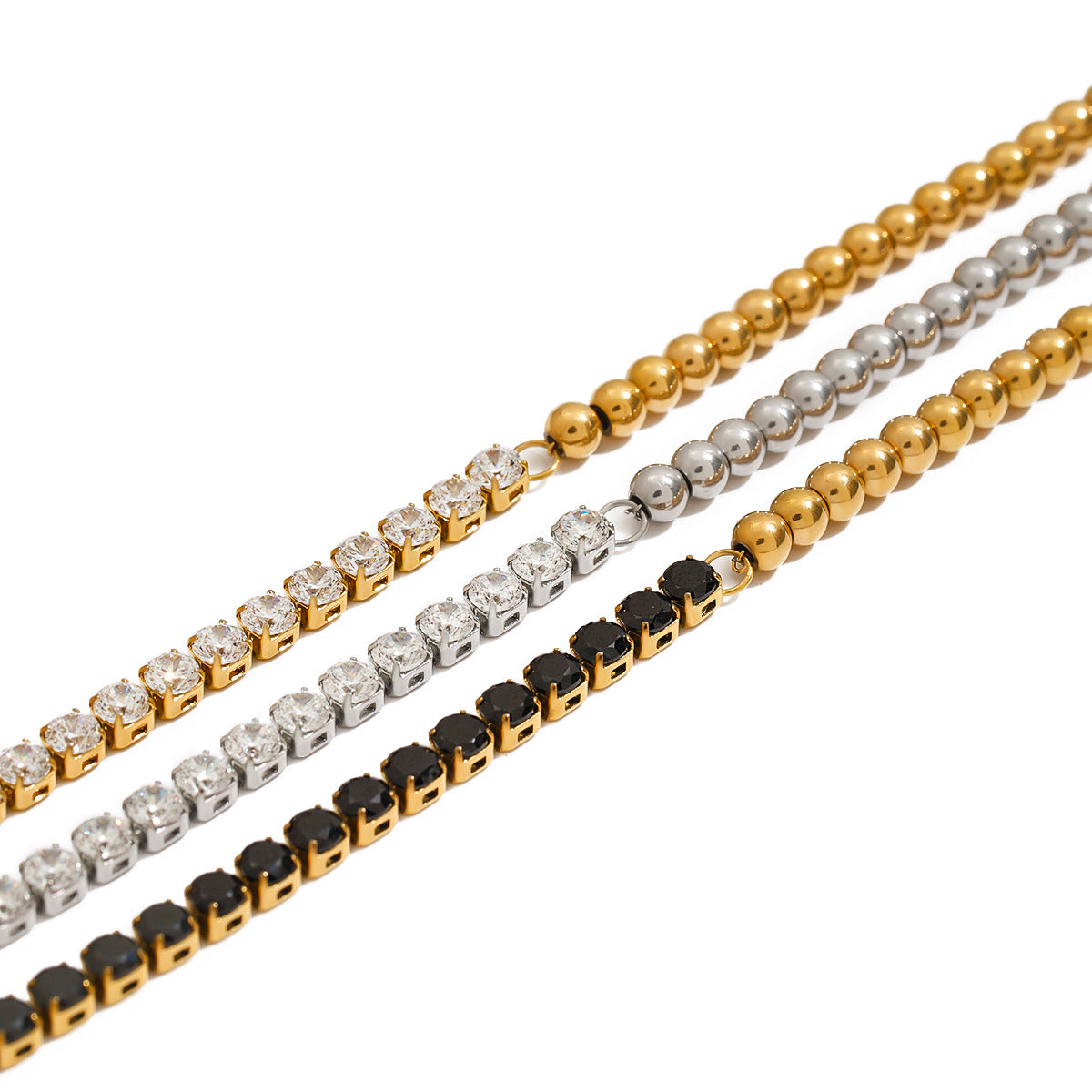 Elegant Minimalist Geometric Stainless Steel Plated Cubic Zirconia Bracelet for Women