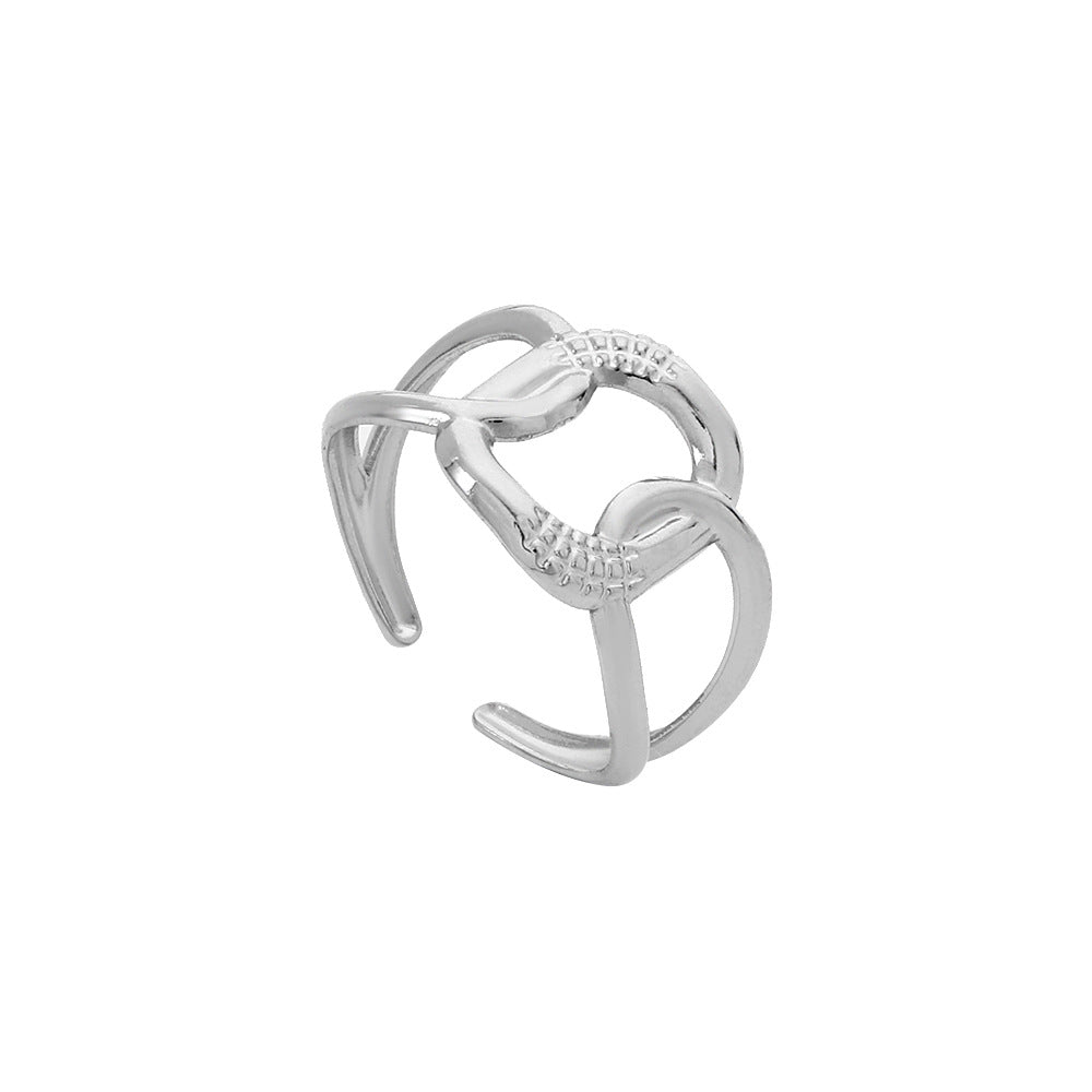 Minimalist Geometric Round Plated Titanium Steel Adjustable Open Ring Unisex