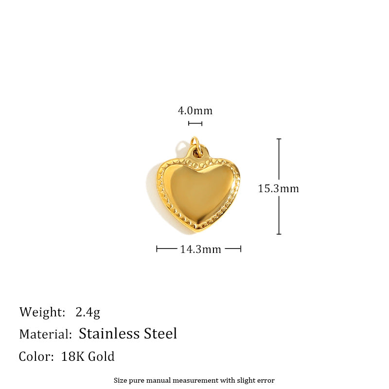 18K Gold Plated Stainless Steel Heart Charm Bar for Women