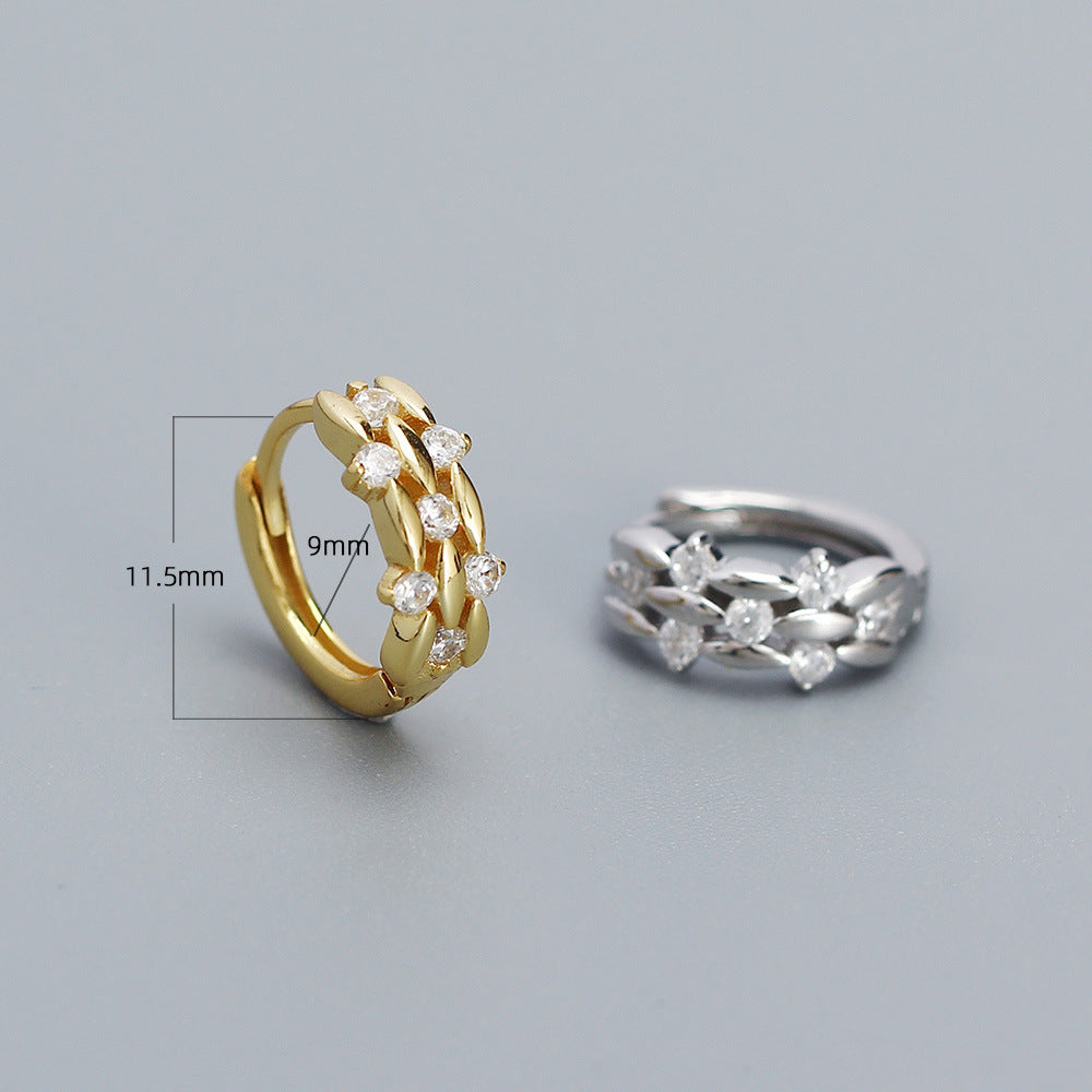Minimalist 925 Sterling Silver Plated Geometric Round Diamond Hoop Earrings for Women