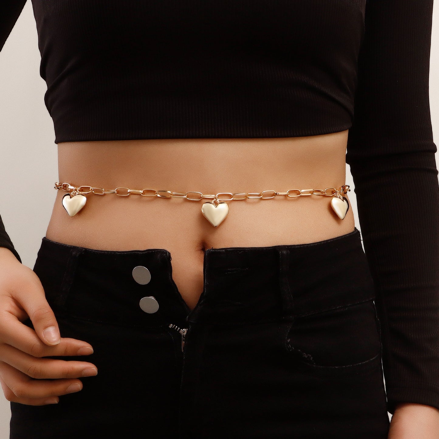 Punk Casual Heart Metal Waist Chain for Women