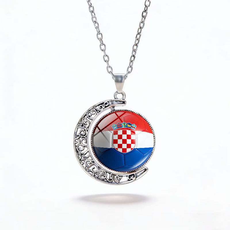 Casual Unisex Alloy Plated Moon Geometric Pendant Crystal Necklace