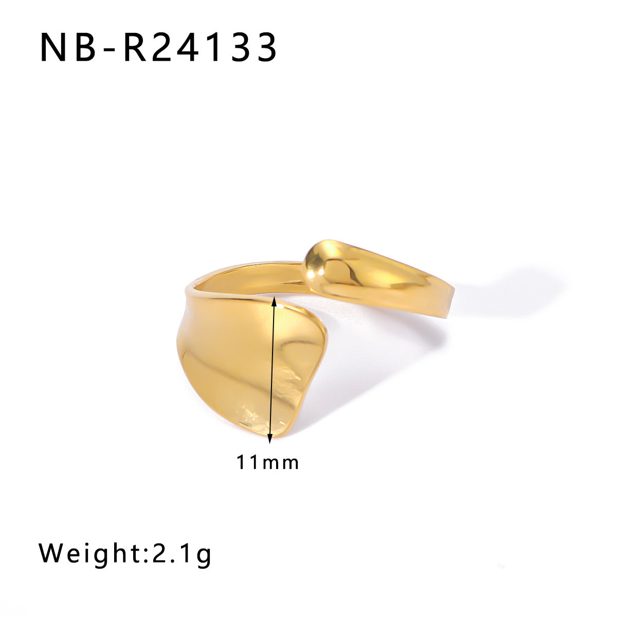 Asymmetrical Irregular Textured Stainless Steel Ring with Wavy Leaf and Geometric Shape Design