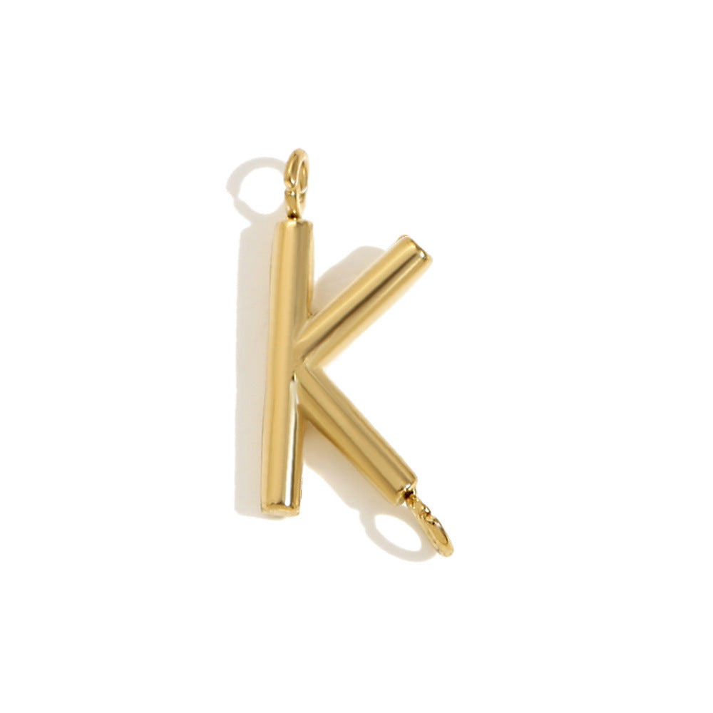 Minimalist 18K Gold Plated Stainless Steel Letter Charm Bar