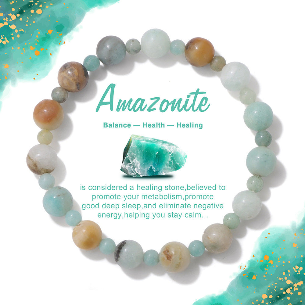 Minimalist Sweet Natural Crystal Beaded Bracelet Unisex 8mm Elastic Stretch Bangle with Star and Geometric Charms